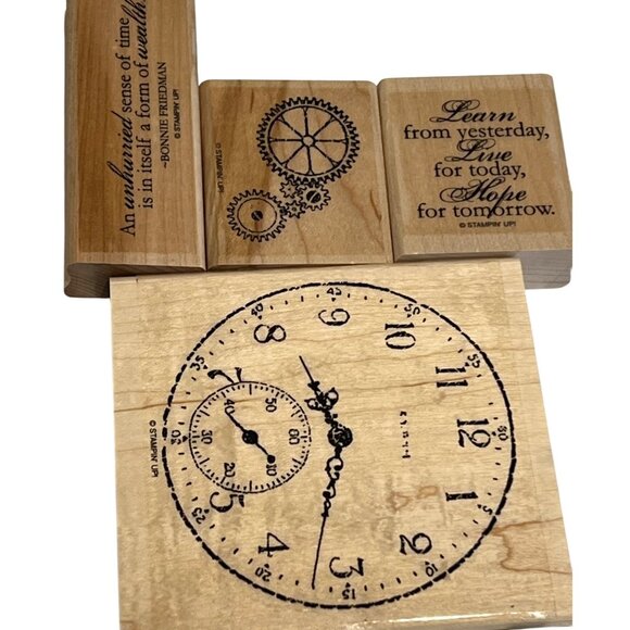 Stampin Up! Sense Of Time Rubber Stamp Set With Clock & Quotes - Picture 1 of 3
